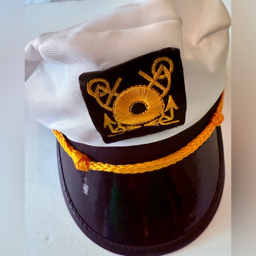 Nautical White and Black Captain's Hat